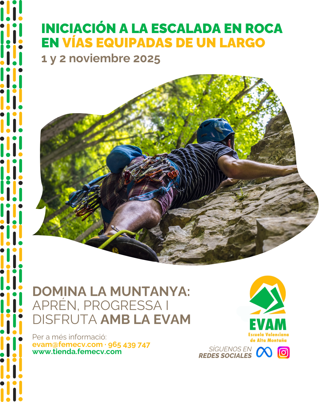 iniciación a la escalada en roca en vías equipadas de un largo